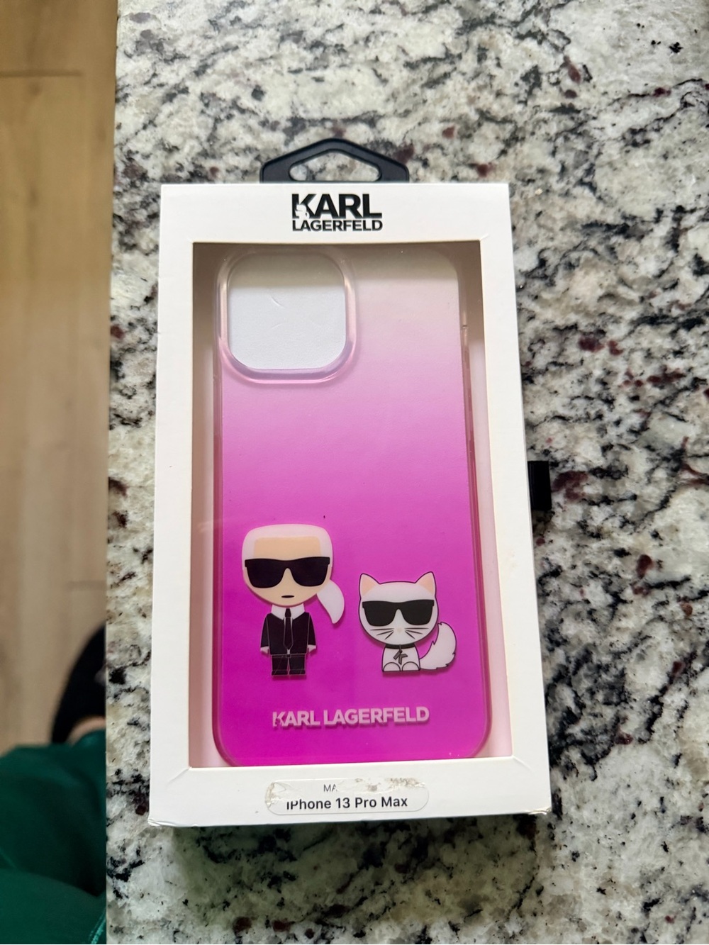 Karl Lagerfeld Pink Gradient iPhone 13 Pro Max Case with Karl & Cat Graphics